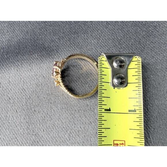 2.3g VINTAGE 18K HGE HEAVY GOLD ELECTROPLATE RING FLOWER GARNET SIZE unknown - Picture 13 of 14